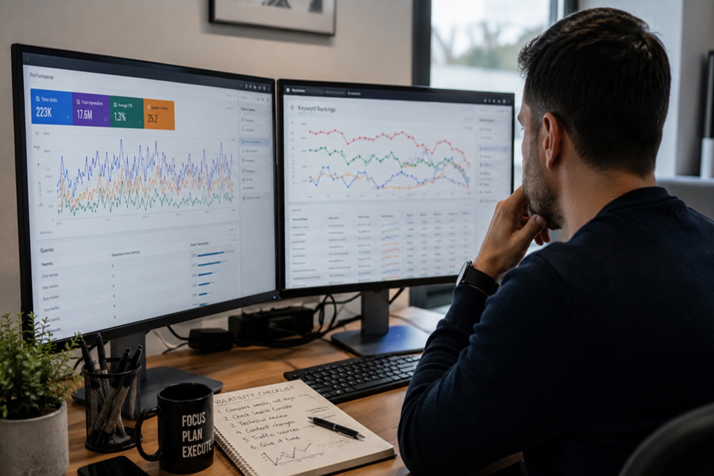 Man looking at July Google Ranking Volatility